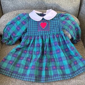 Vintage Plaid Dress with Heart Detail
